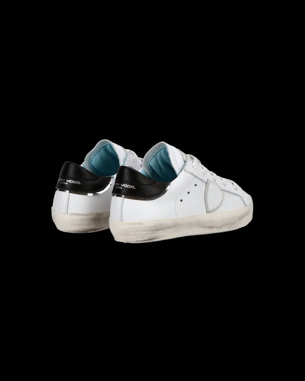 Philippe Model Baby Paris Low-Top Sneakers in Leather, White Black Negozi Online