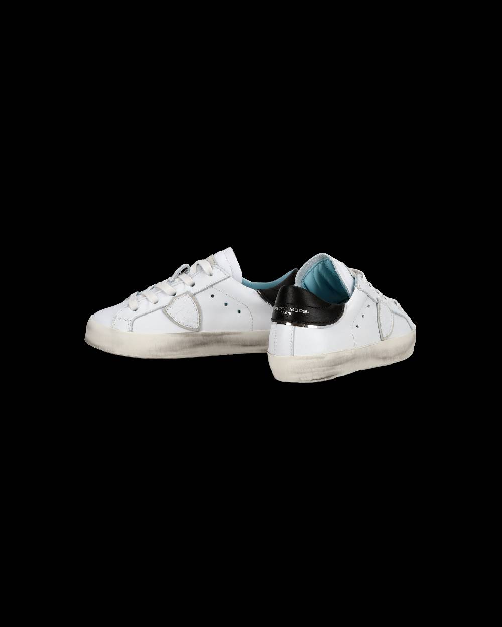 Philippe Model Baby Paris Low-Top Sneakers in Leather, White Black Negozi Online