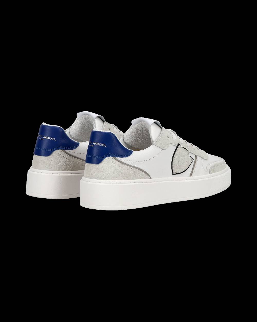 Philippe Model Junior Nice Low-Top Sneakers in Leather, White Blue Super sconto