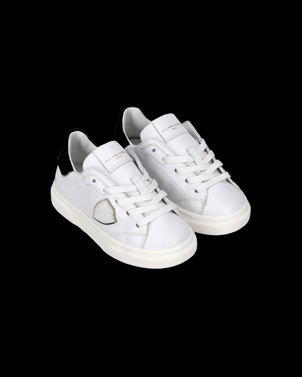 Philippe Model Scarpe da Bambini Temple Bianche e Nere in Pelle Sottocosto