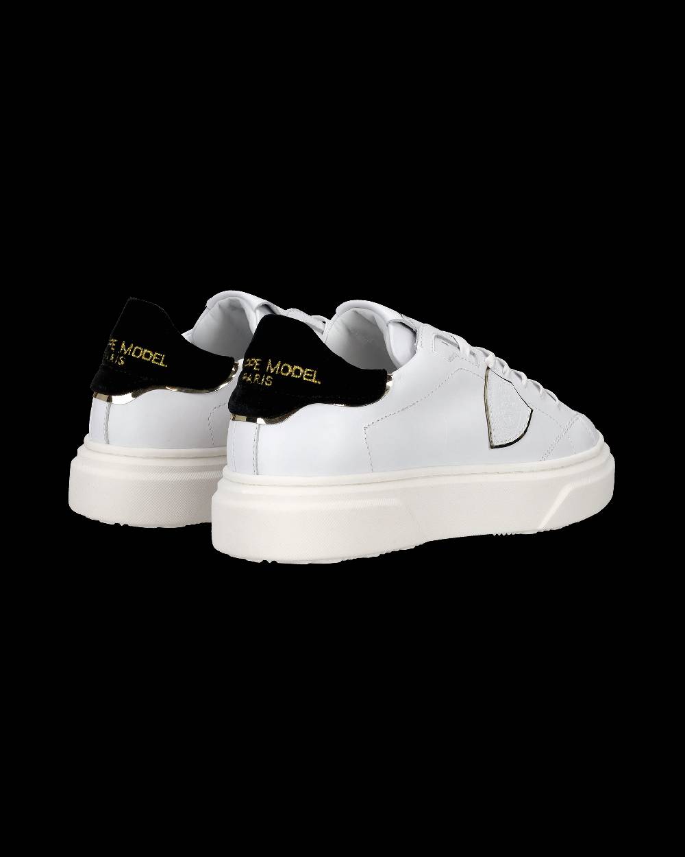 Philippe Model Sneakers Temple da Ragazzi Bianche e Nere in Pelle Novità