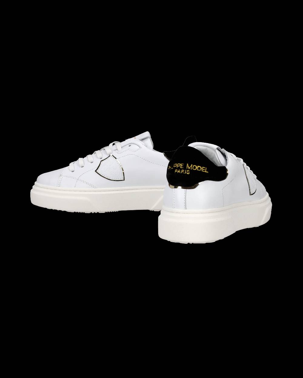 Philippe Model Sneakers Temple da Ragazzi Bianche e Nere in Pelle Novità
