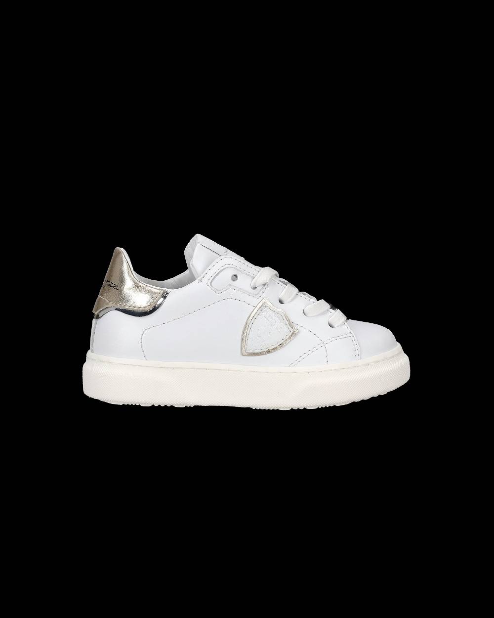 Philippe Model Sneakers Temple basse da Bambini Bianche e Oro in Pelle Offerta