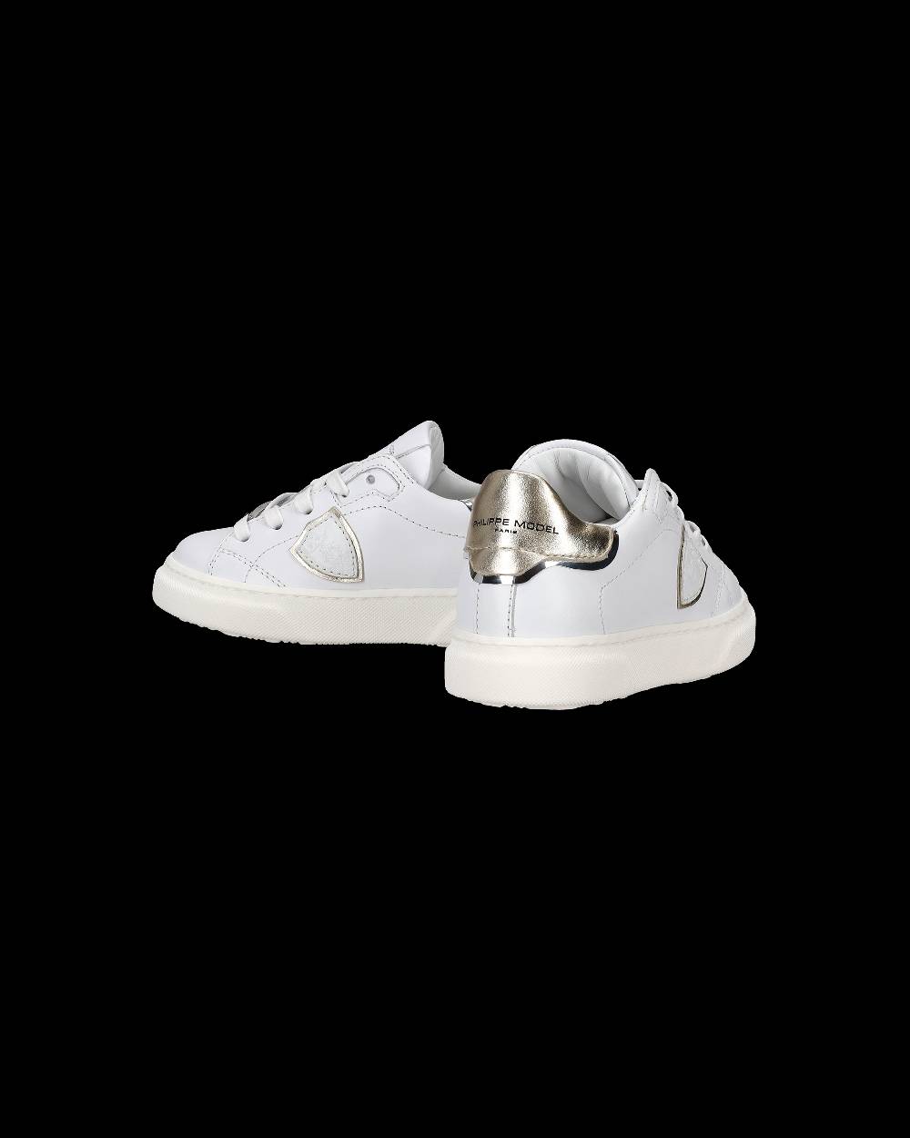 Philippe Model Sneakers Temple basse da Bambini Bianche e Oro in Pelle Offerta