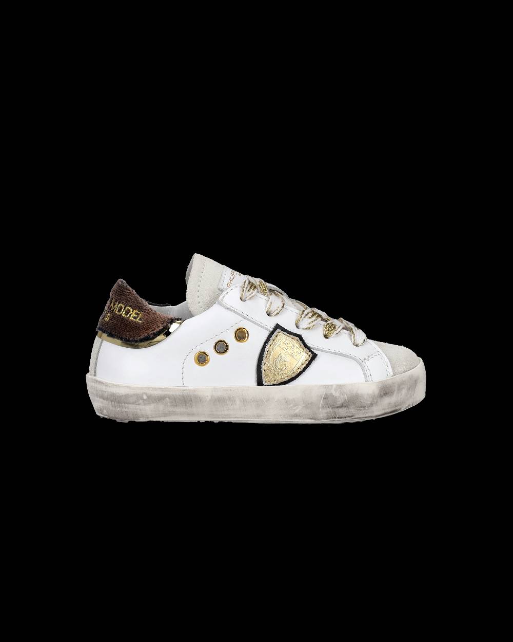Philippe Model Scarpe da Bambini Prsx basse Bianche e Nere in Pelle Economico