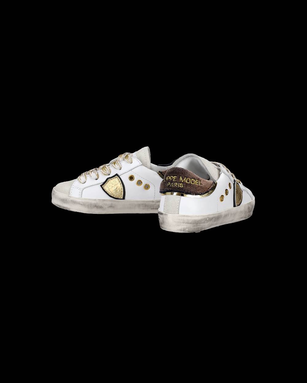 Philippe Model Scarpe da Bambini Prsx basse Bianche e Nere in Pelle Economico