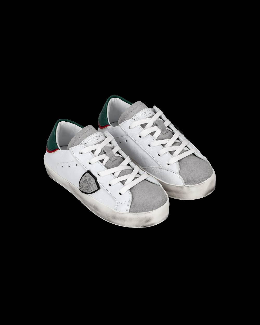 Philippe Model Sneakers da Bambini Prsx Bianche e Verdi in Pelle Saldi Di Fabbrica