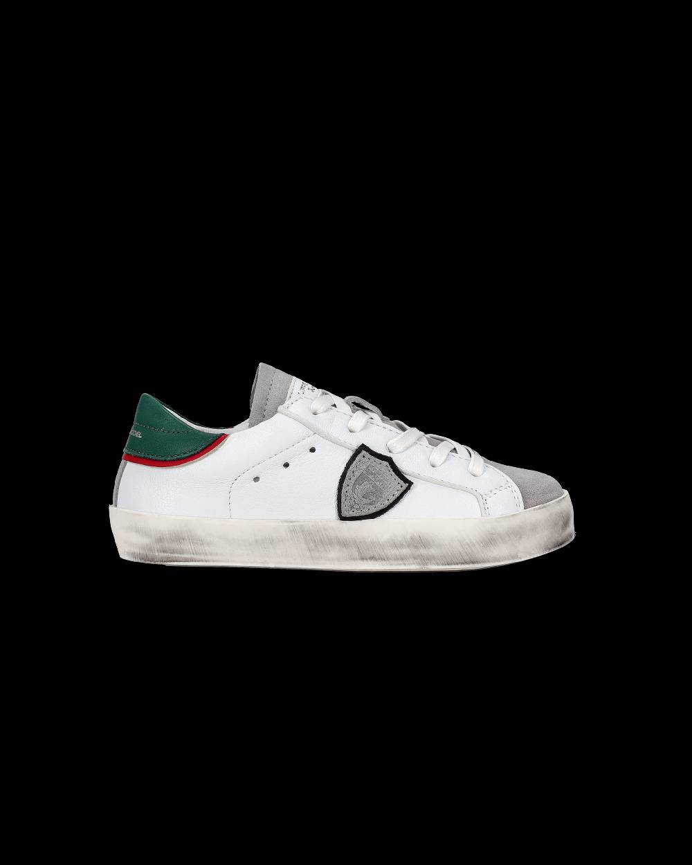 Philippe Model Sneakers da Bambini Prsx Bianche e Verdi in Pelle Saldi Di Fabbrica