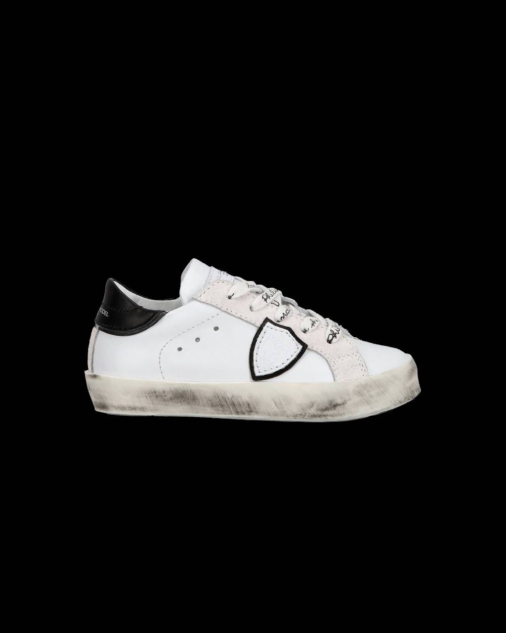 Philippe Model Sneakers Paris da Bambini Bianche e Nere in Pelle Italia