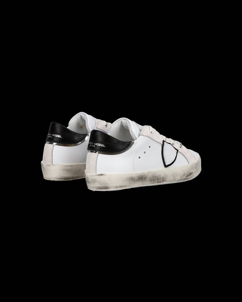 Philippe Model Sneakers Paris da Bambini Bianche e Nere in Pelle Italia