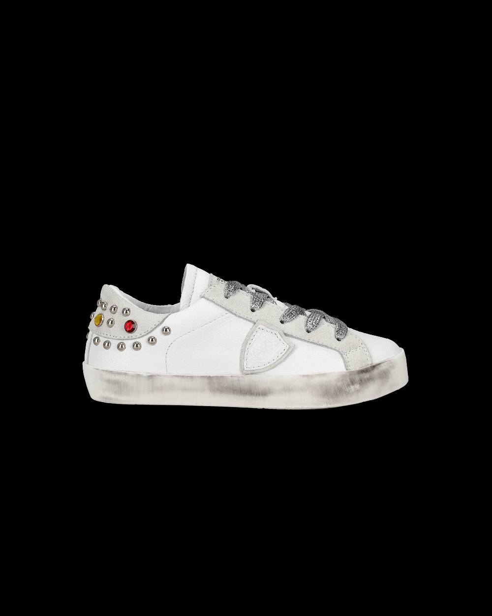 Philippe Model Sneakers Paris da Bambini Bianche e Grigie in Pelle Nuovo
