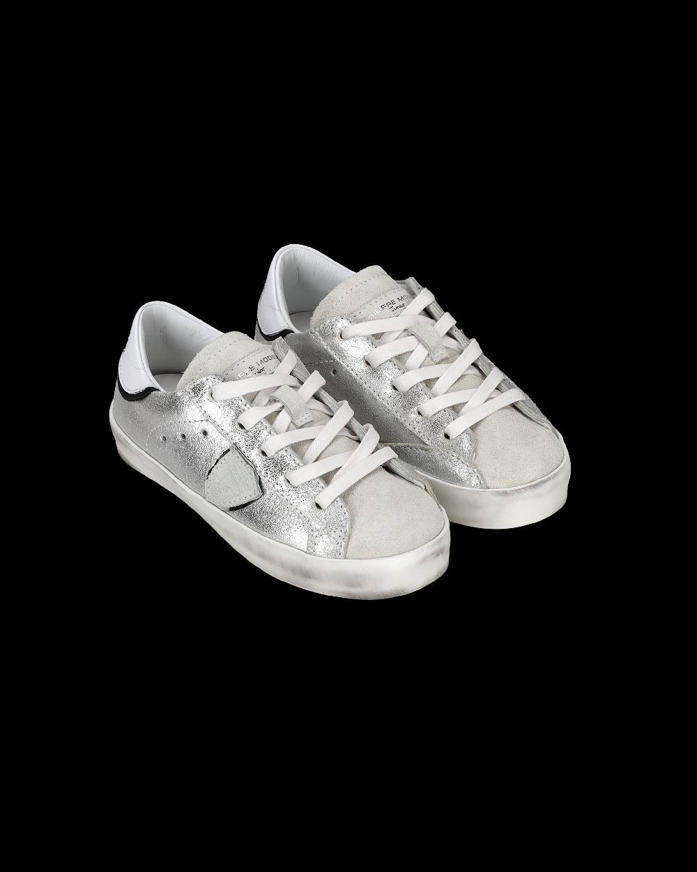 Philippe Model Sneakers Paris da Bambini Argento in Pelle Metal Qualità