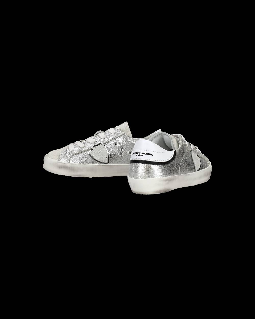 Philippe Model Sneakers Paris da Bambini Argento in Pelle Metal Qualità