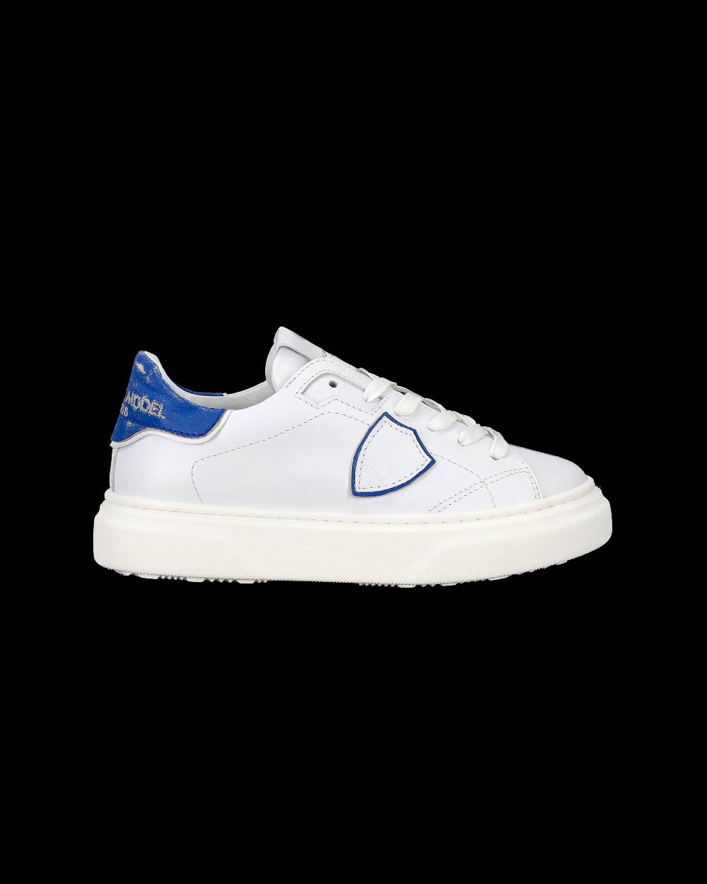 Philippe Model Sneakers Temple da Bambini Bianche e Blu in Pelle Morbida Spedizione Gratuita