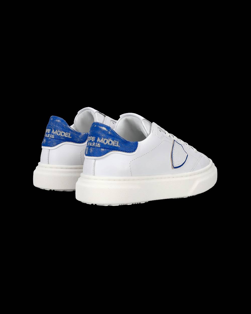Philippe Model Sneakers Temple da Bambini Bianche e Blu in Pelle Morbida Spedizione Gratuita