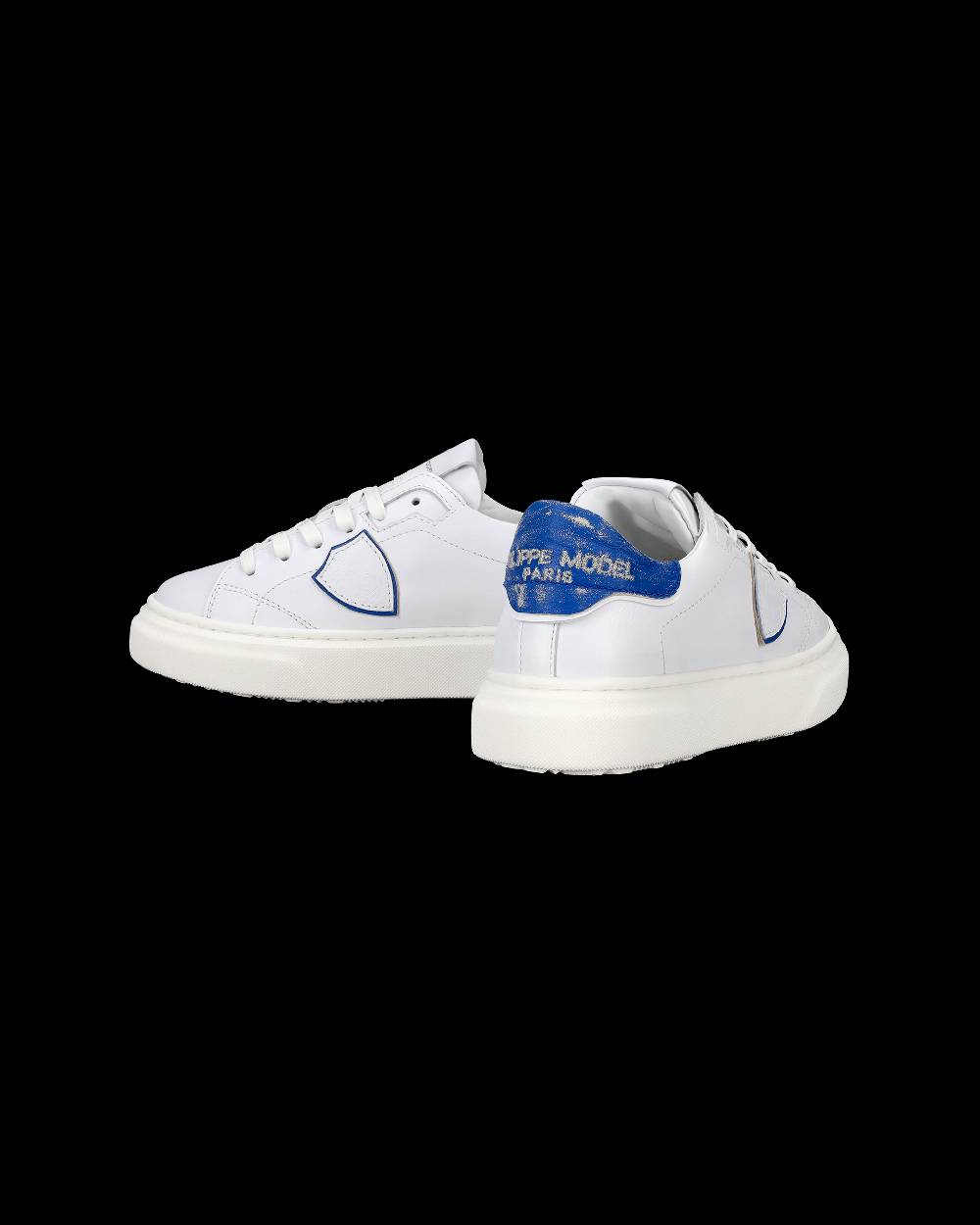 Philippe Model Sneakers Temple da Bambini Bianche e Blu in Pelle Morbida Spedizione Gratuita