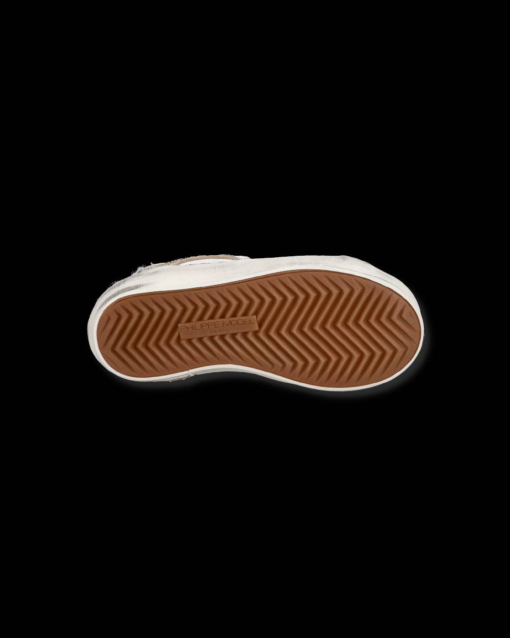 Philippe Model Baby Paris Low-Top Sneakers in Leather, White Gold Qualità Garantita