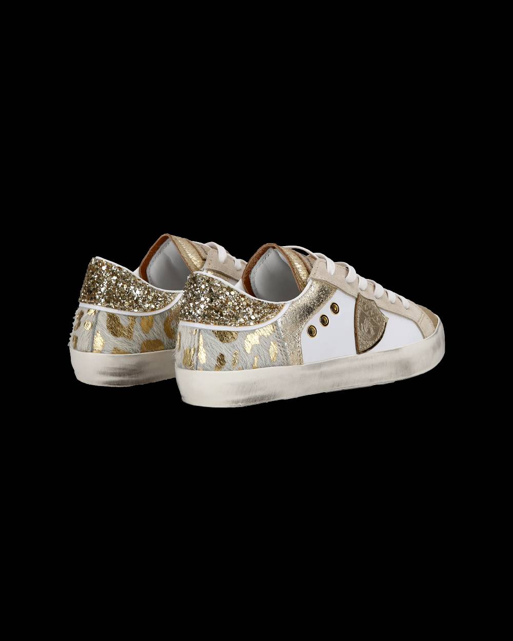 Philippe Model Sneakers basse Paris da Bambino in pelle, Bianco Oro Outlet