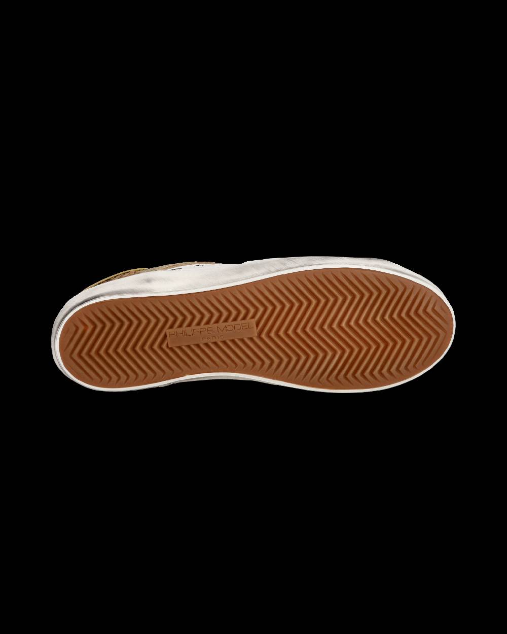 Philippe Model Sneakers basse Paris da Bambino in pelle, Bianco Cognac Saldi