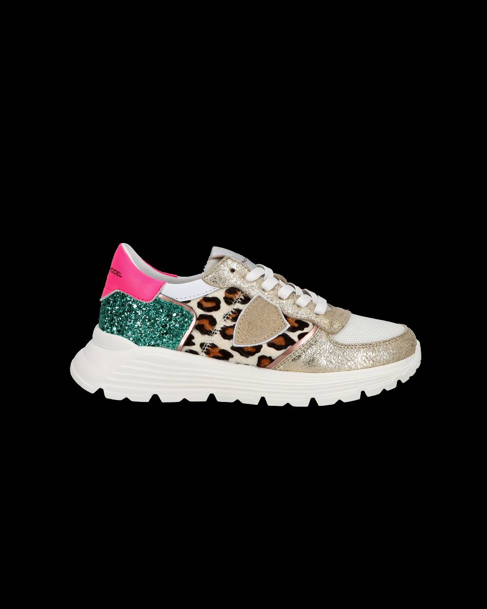 Philippe Model Sneakers basse Trpx Haute da Ragazzo in pelle e glitter, Bianco Verde Offerte