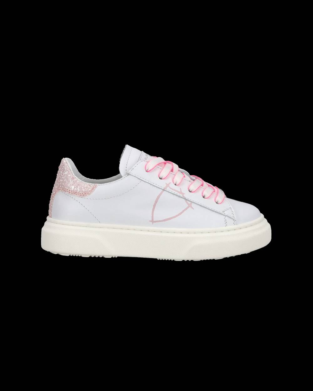 Philippe Model Sneakers basse Temple da Ragazzo in pelle, Bianco Rosa Vendita Economica