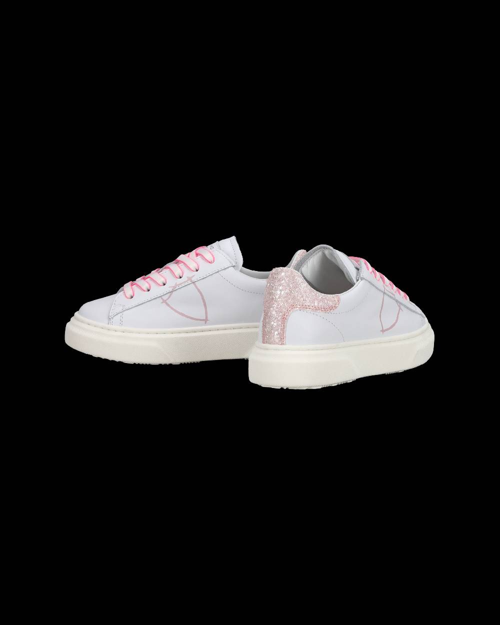Philippe Model Sneakers basse Temple da Ragazzo in pelle, Bianco Rosa Vendita Economica