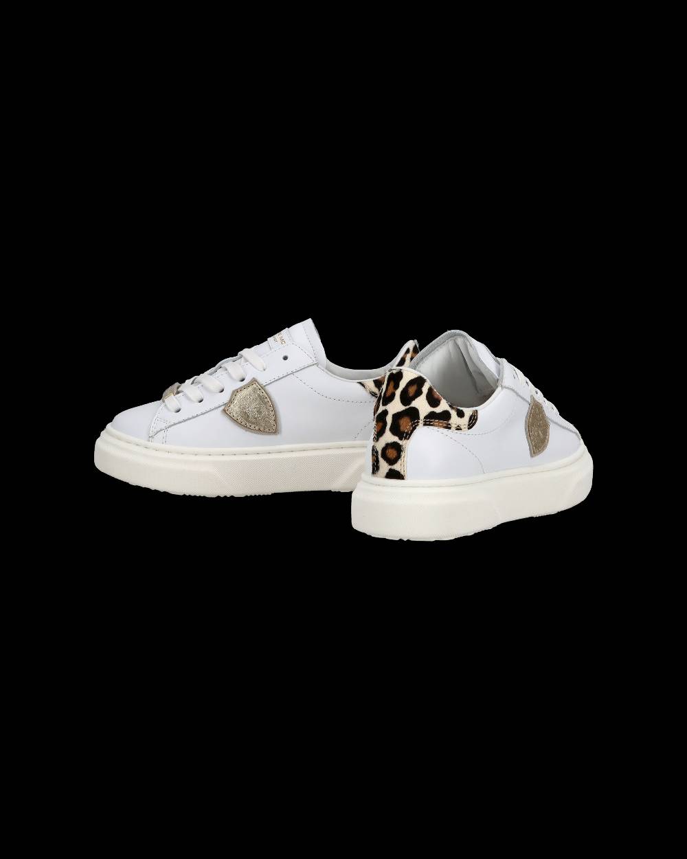 Philippe Model Junior Temple Low-Top Sneakers in Leather, White Pink Saldi Di Fabbrica