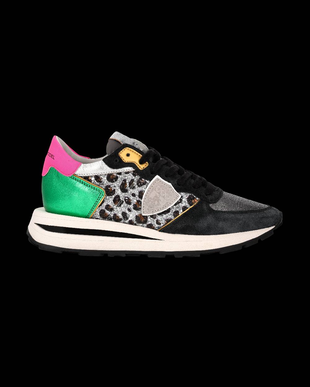 Philippe Model Sneaker Tropez Haute Donna, Nero e Verde In Linea