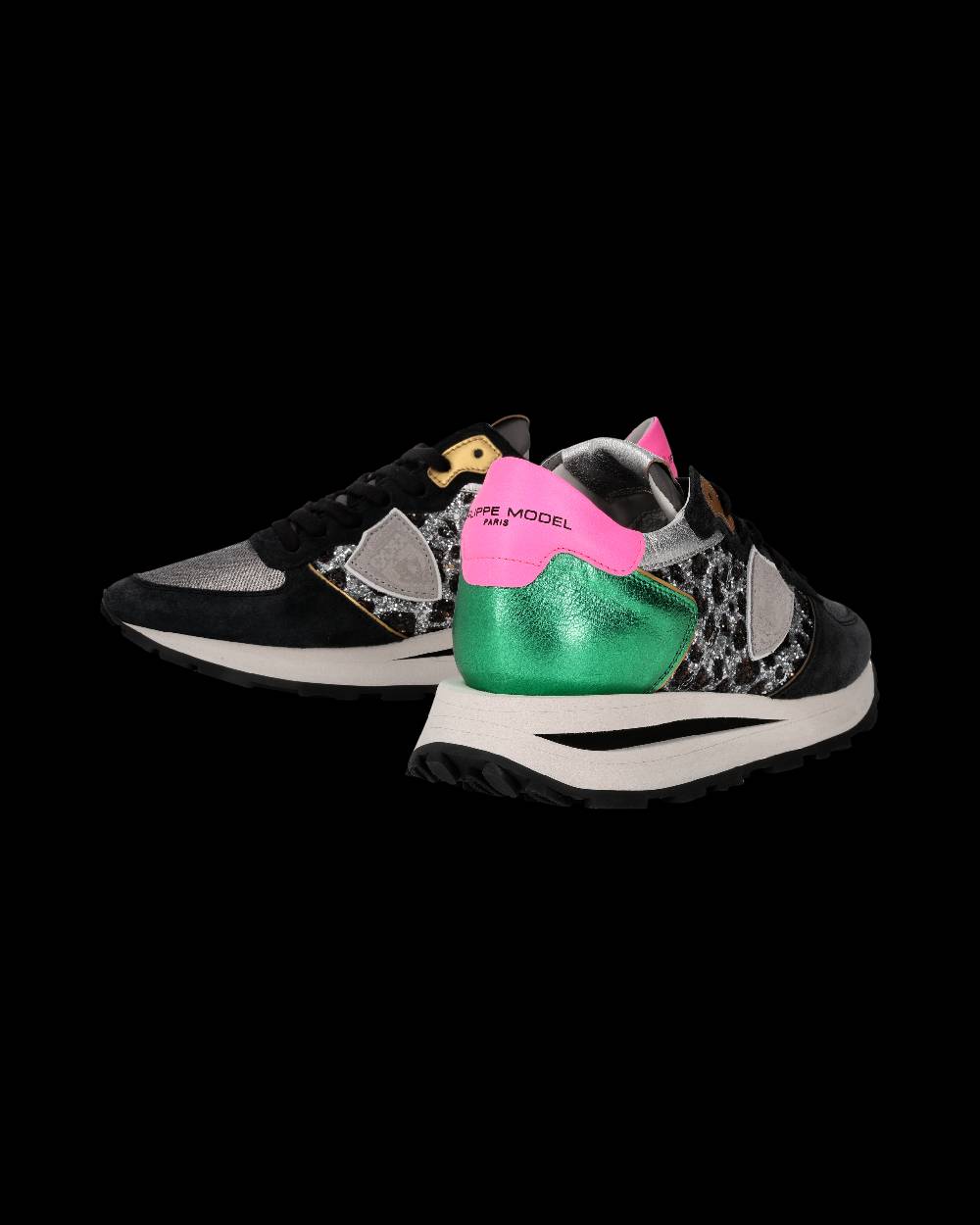 Philippe Model Sneaker Tropez Haute Donna, Nero e Verde In Linea