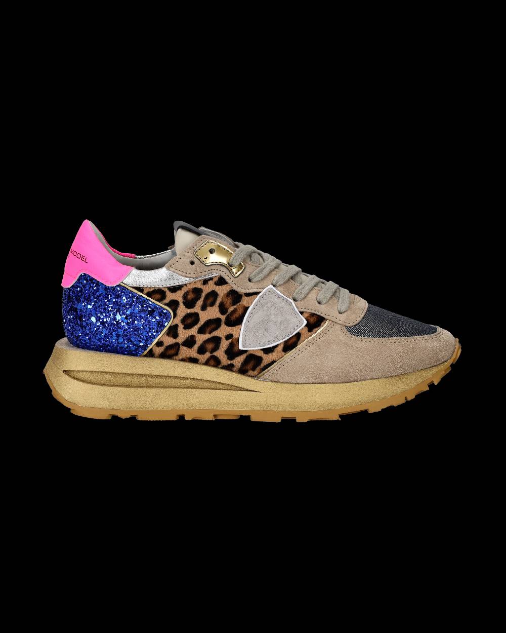 Philippe Model Sneaker basse Tropez Haute donna - beige, bluette e rosa Spedizione Gratuita
