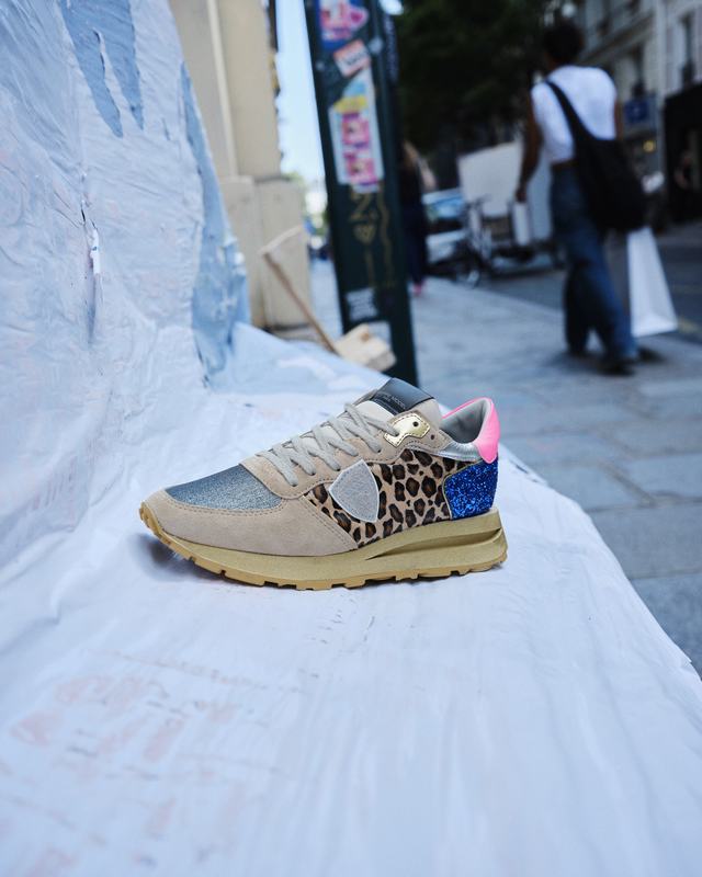 Philippe Model Sneaker basse Tropez Haute donna - beige, bluette e rosa Spedizione Gratuita