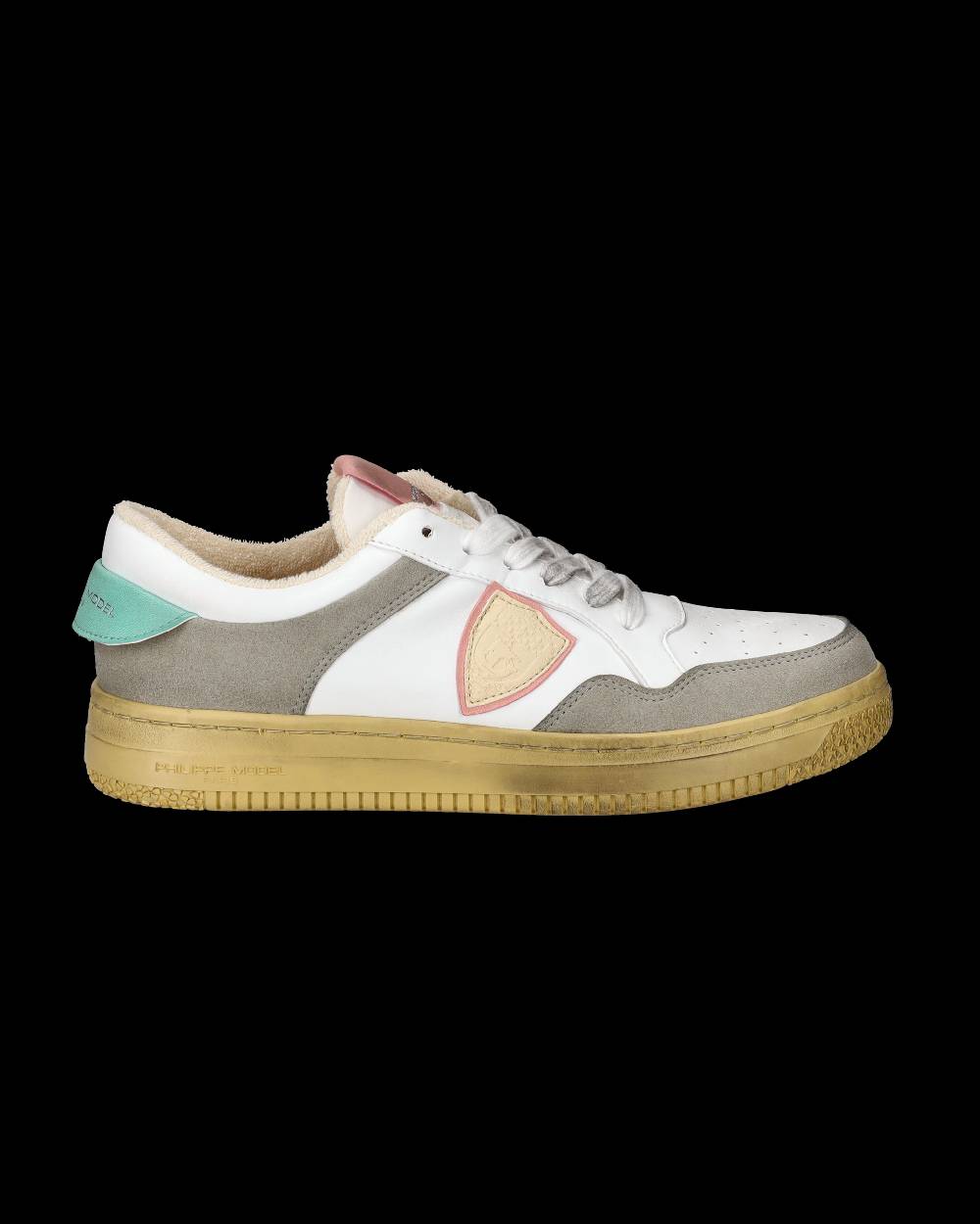 Philippe Model Sneakers Lyon da Donna Bianche e Rosa in Pelle Riciclata Presa