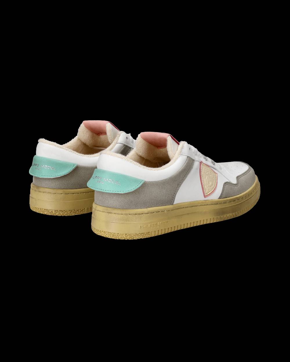 Philippe Model Sneakers Lyon da Donna Bianche e Rosa in Pelle Riciclata Presa