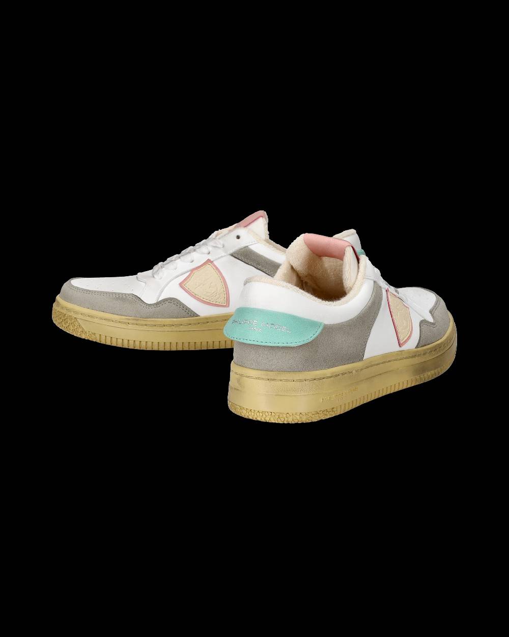 Philippe Model Sneakers Lyon da Donna Bianche e Rosa in Pelle Riciclata Presa