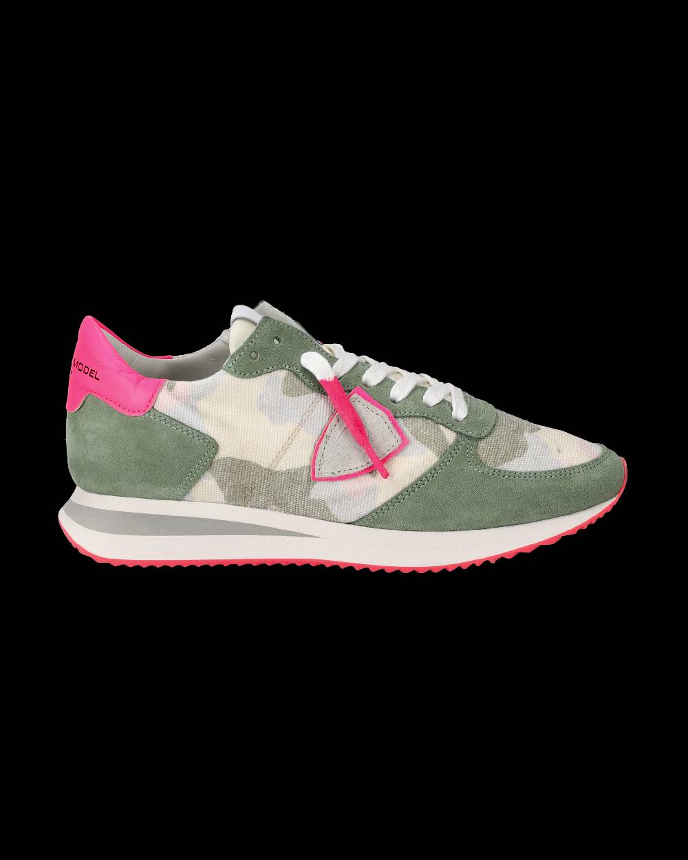 Philippe Model Sneakers Trpx da Donna Verde Camouflage in Tessuto Tecnico In Linea