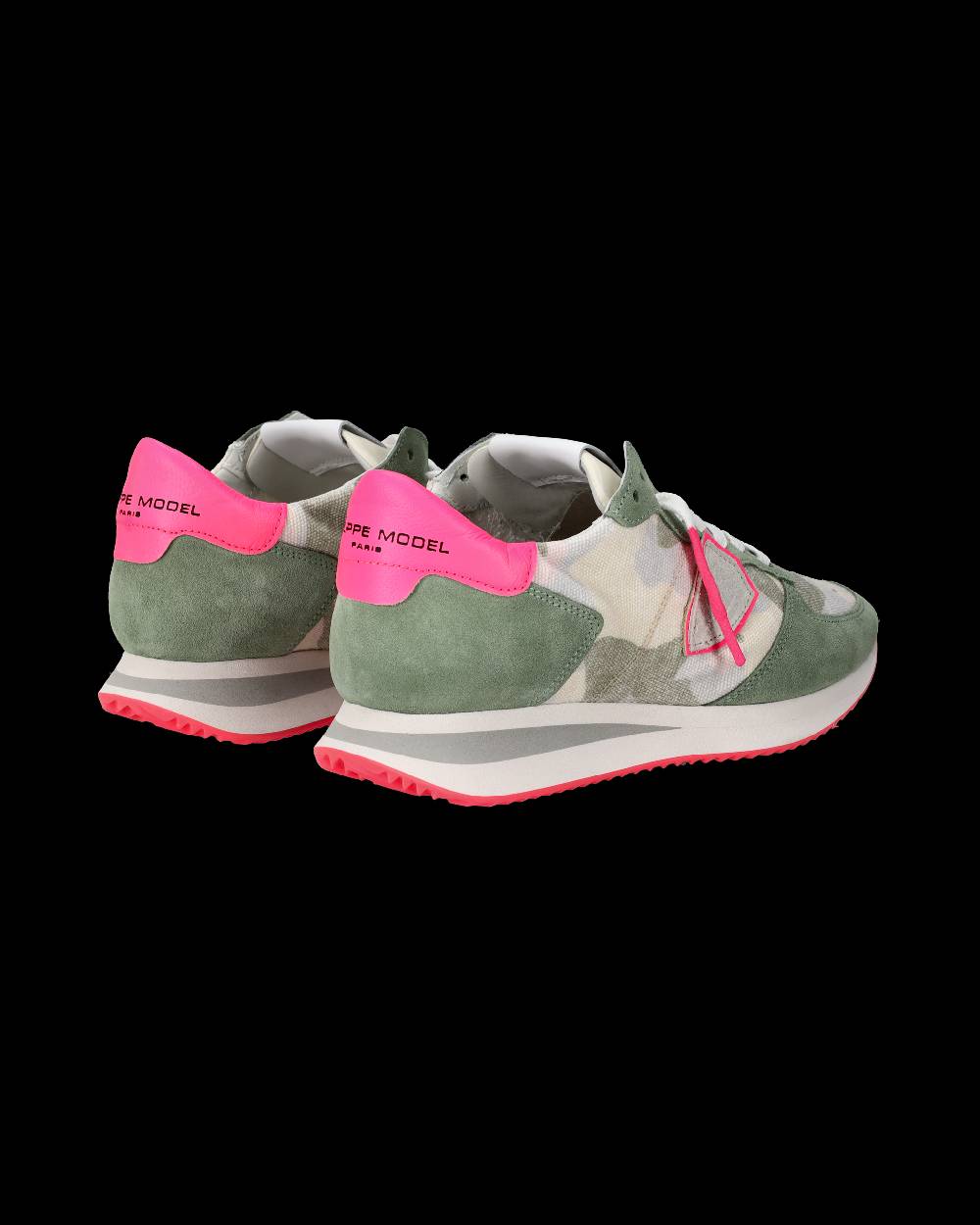 Philippe Model Sneakers Trpx da Donna Verde Camouflage in Tessuto Tecnico In Linea