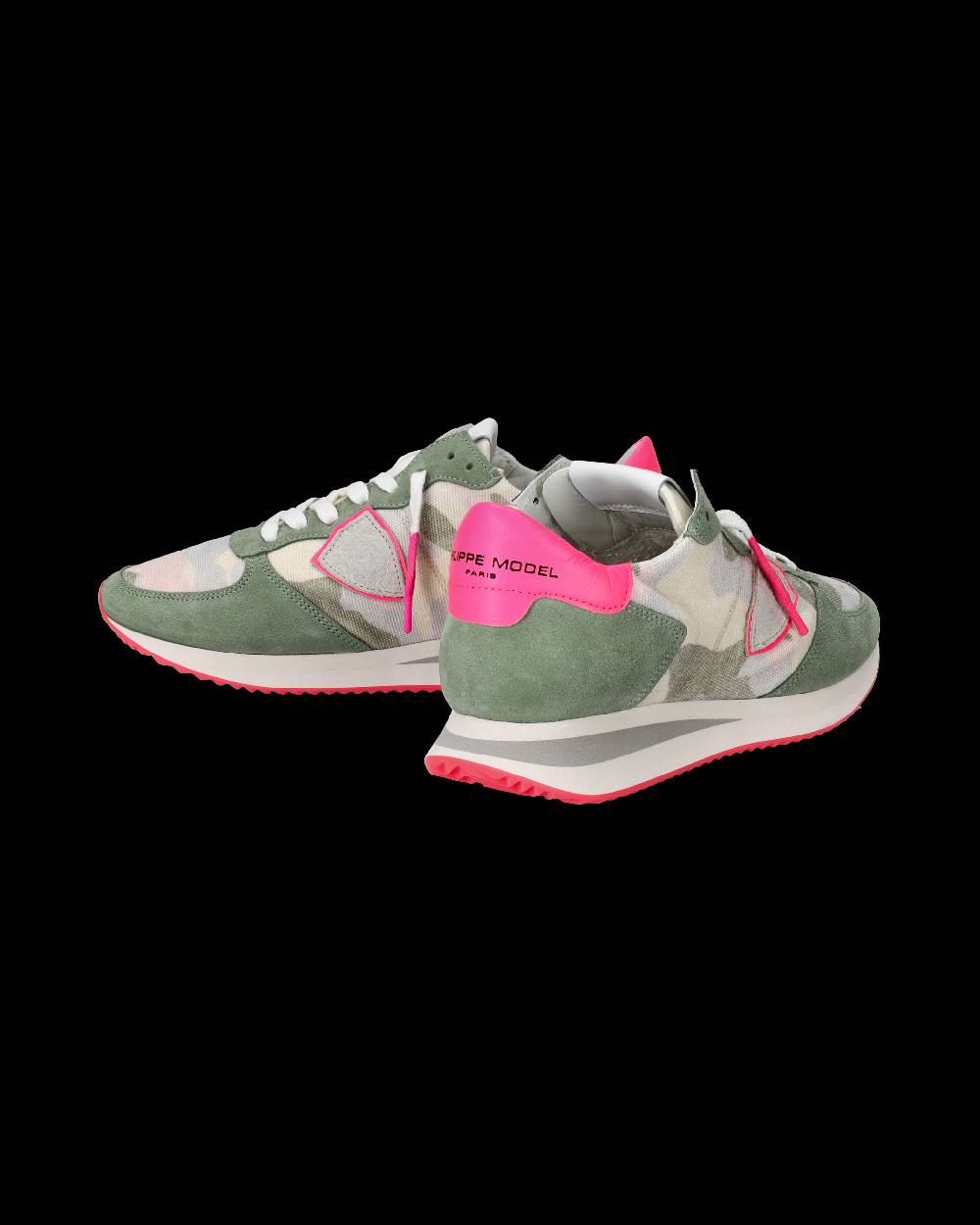 Philippe Model Sneakers Trpx da Donna Verde Camouflage in Tessuto Tecnico In Linea