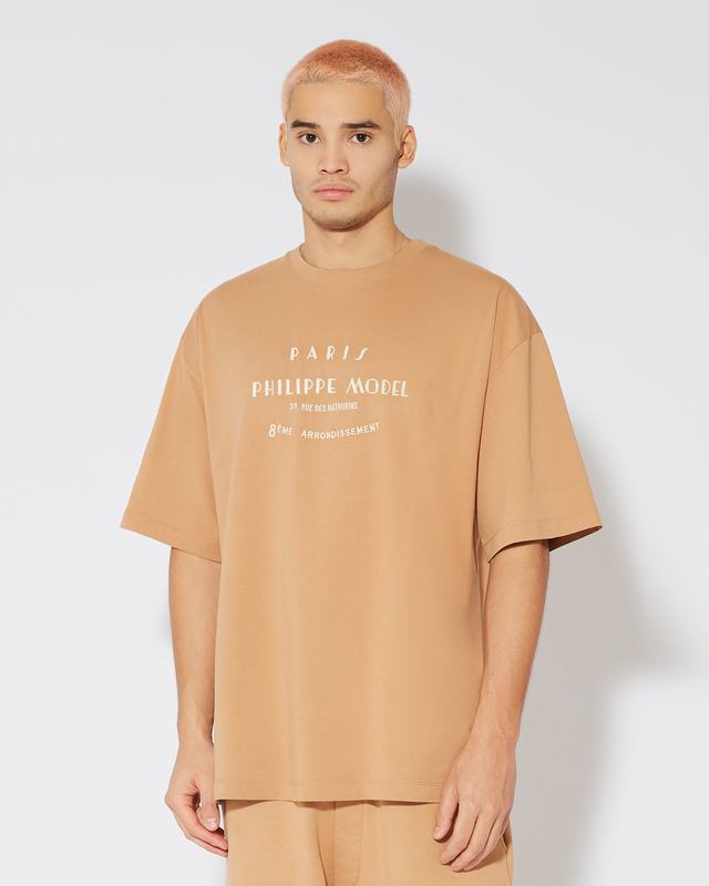 Philippe Model T-Shirt Maurice da Uomo Marrone in Jersey Nuova