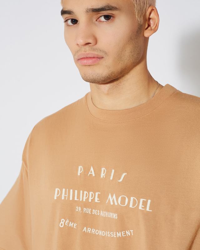 Philippe Model T-Shirt Maurice da Uomo Marrone in Jersey Nuova