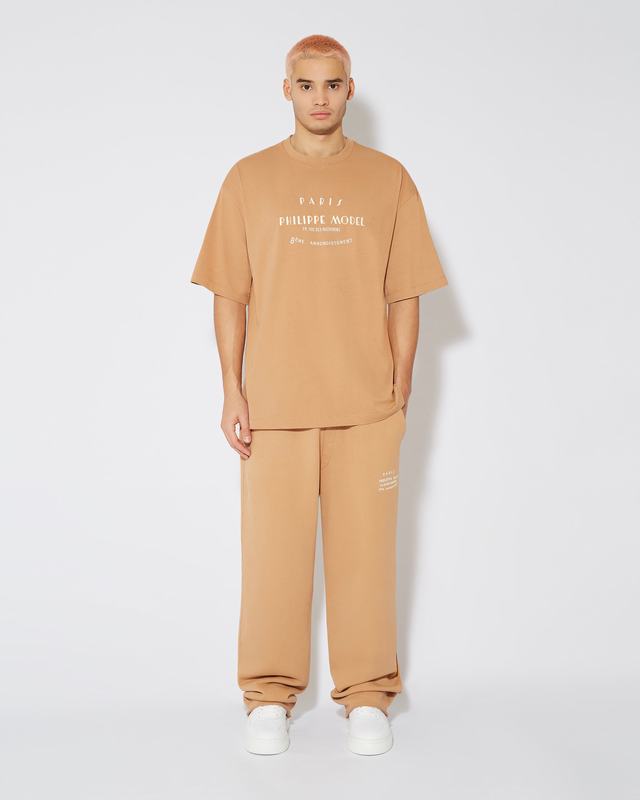Philippe Model T-Shirt Maurice da Uomo Marrone in Jersey Nuova