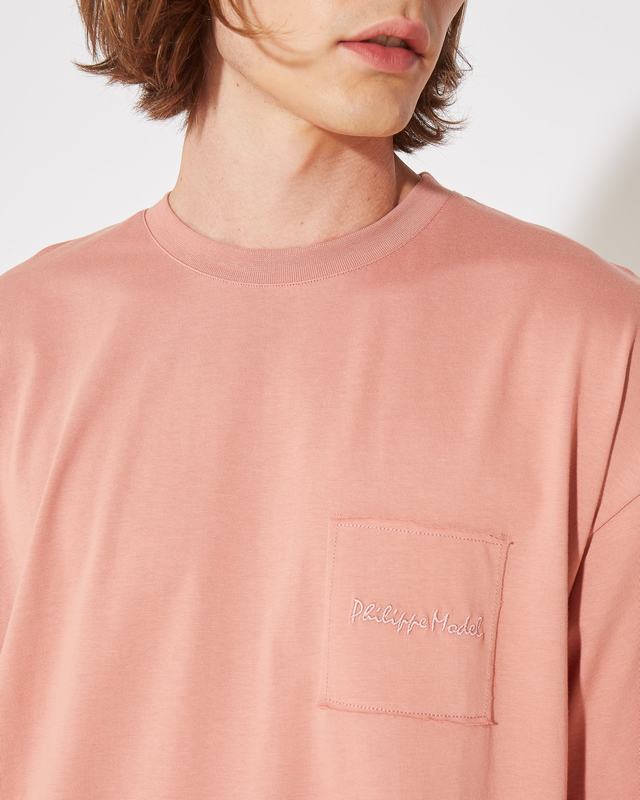 Philippe Model T-Shirt Maurice da Uomo Rosa in Jersey Italy