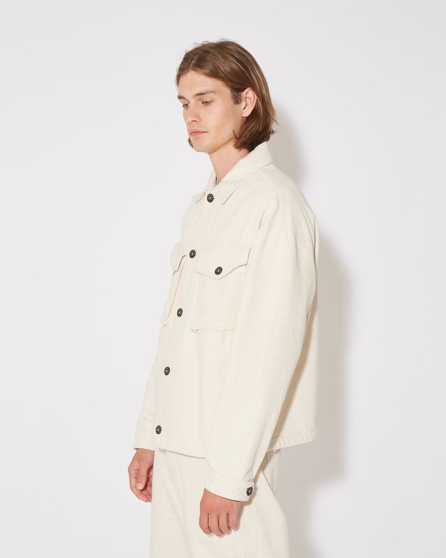 Philippe Model Giacca GERARD da Uomo Beige ecru in Bull Denim Spedizione Gratuita