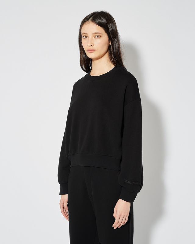 Philippe Model Felpa Cropped Beatrice da Donna Nera in Jersey Consegna Veloce