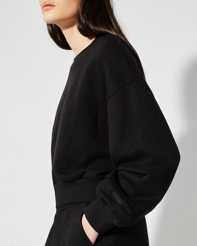 Philippe Model Felpa Cropped Beatrice da Donna Nera in Jersey Consegna Veloce