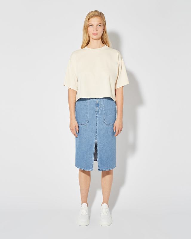 Philippe Model T-Shirt Cropped Marion da Donna Beige ecru in Jersey Spedizione Gratuita