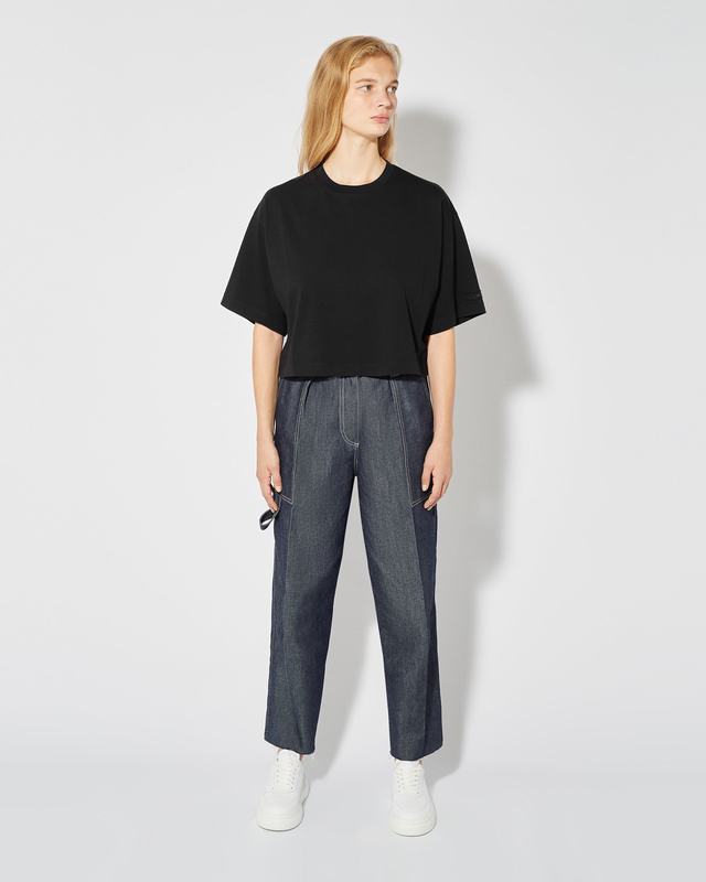 Philippe Model T-Shirt Cropped Marion da Donna Nera in Jersey Pezzi Unici