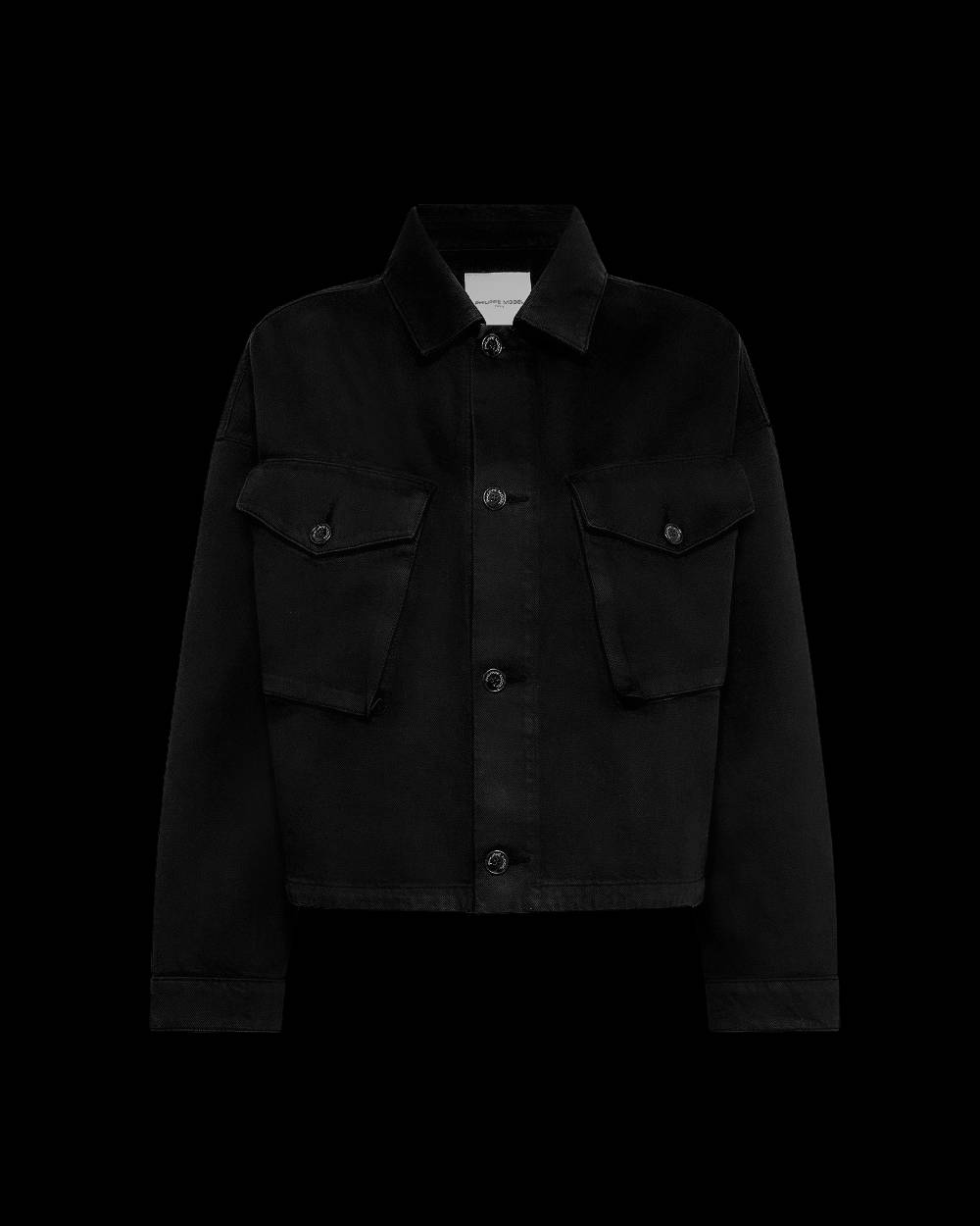 Philippe Model Giacca Nera Giselle da Donna in Bull Denim Liquidazione