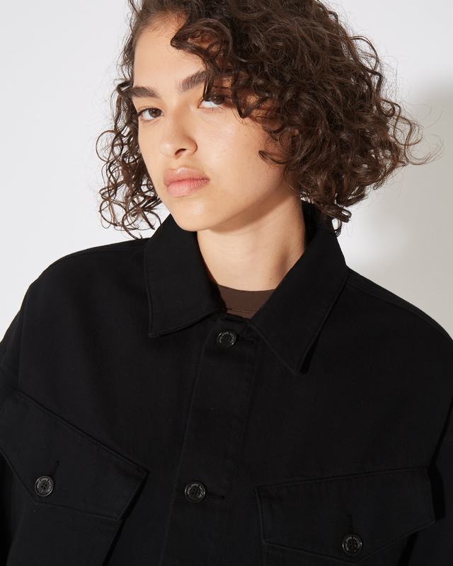 Philippe Model Giacca Nera Giselle da Donna in Bull Denim Liquidazione