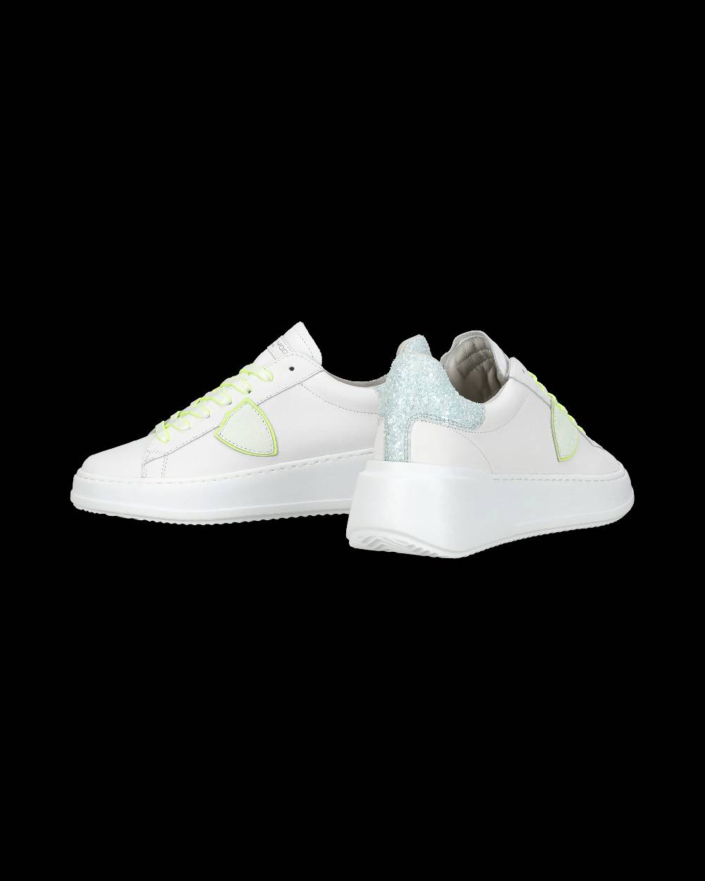 Philippe Model Sneakers casual Tres Temple da donna in pelle e glitter - Bianco e rosa Consegna Veloce