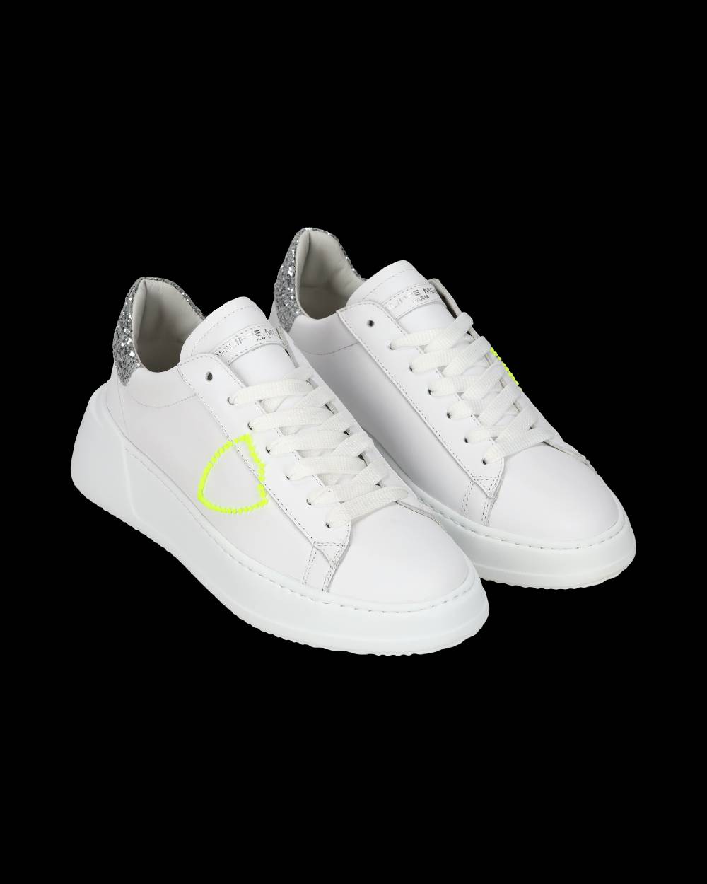Philippe Model Sneaker casual Tres Temple da donna in pelle - Argento e bianco
